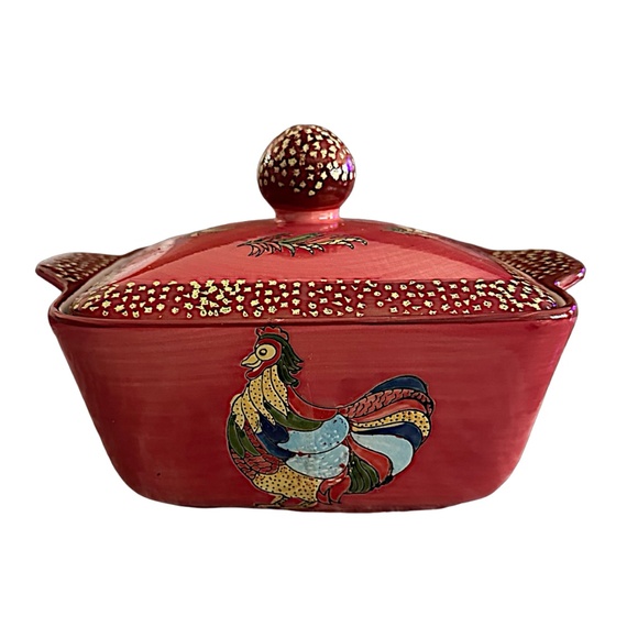 BLUE JEAN CHEF Ceramic Casserole Dish W/ Lid Rooster 1.5QT - Picture 2 of 7